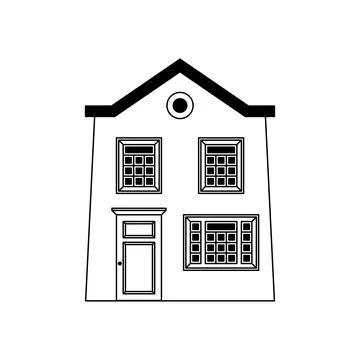 Cute two-storey old house in rustic style. Modern flat illustration. Stock Illustration