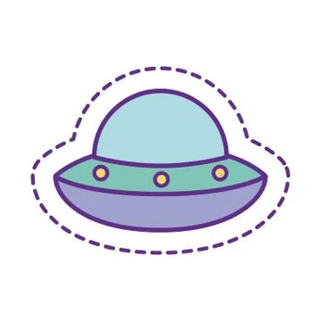 Cute ufo patch line and fill style icon vector design Ilustración de archivo