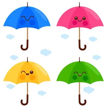 Cute umbrella characters. Vector illustration Stock Illustration