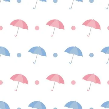 Cute Umbrella Seamless Pattern Vector Stock Illustration
