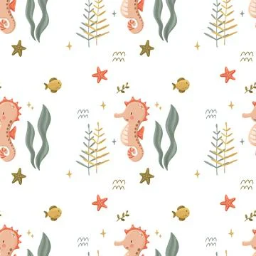 Cute underwater pattern Stock Illustration