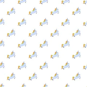 Cute unicorn cartoon characters creating seamless pattern Illustrazione stock