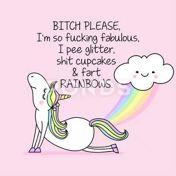 Cute unicorn character illustration with sassy text. Stock Illustration