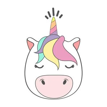 Cute unicorn face head Vector Stock Illustration