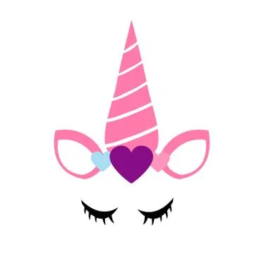 Cute unicorn faces on white background.  cartoon unicorn head symbol. Stock Illustration