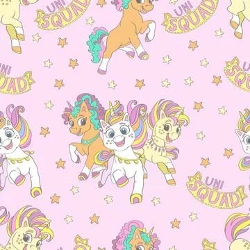 Cute unicorn friends seamless pattern vector Illustration Stock Illustration