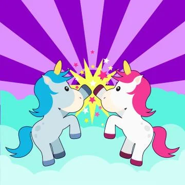 Cute Unicorn High Five Background Stock Illustration