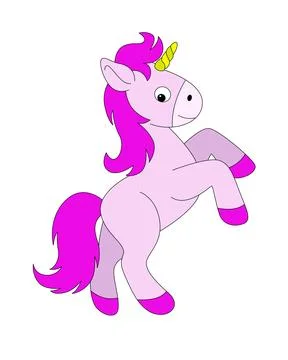 Cute unicorn in jumping on a white background Stock Illustration