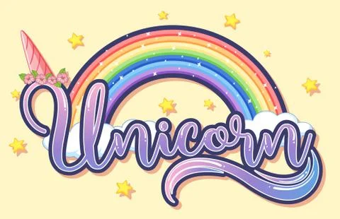 Cute unicorn rainbow logo Stock Illustration