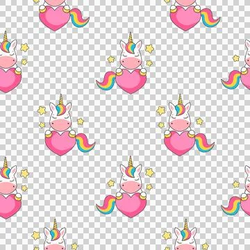 Cute unicorn, seamless pattern in cartoon style Stock Illustration