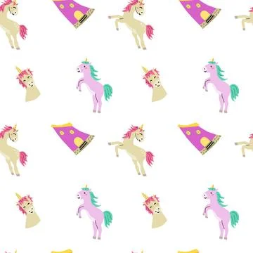 Cute unicorn seamless pattern for textile. Childish magic background. Stock Illustration
