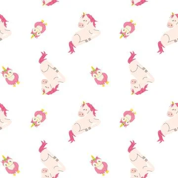 Cute unicorn seamless pattern for textile. Childish magic background. Illustrazione stock