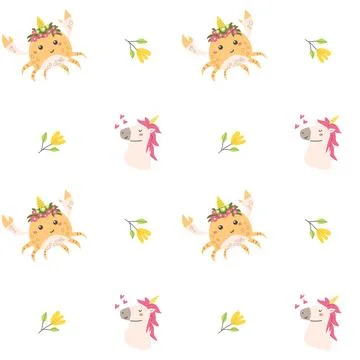 Cute unicorn seamless pattern for textile. Childish magic background. Illustrazione stock