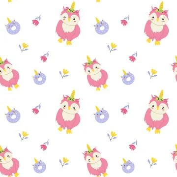 Cute unicorn seamless pattern for textile. Childish magic background. Stock Illustration