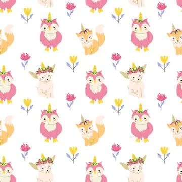Cute unicorn seamless pattern for textile. Childish magic background. Stock Illustration