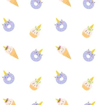 Cute unicorn seamless pattern for textile. Childish magic background. Illustrazione stock