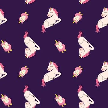 Cute unicorn seamless pattern for textile. Childish magic background. Illustrazione stock