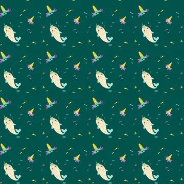 Cute unicorn seamless pattern for textile. Childish magic background. Stock Illustration