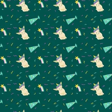 Cute unicorn seamless pattern for textile. Childish magic background. Stock Illustration