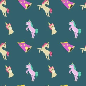 Cute unicorn seamless pattern for textile. Childish magic background. Illustrazione stock