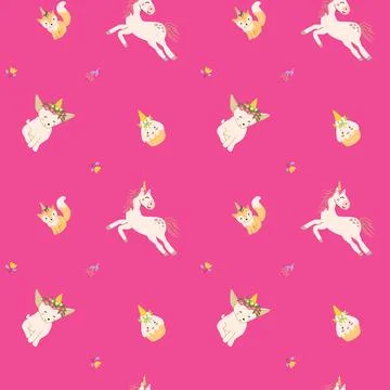 Cute unicorn seamless pattern for textile. Childish magic background. Stock Illustration