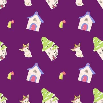 Cute unicorn seamless pattern for textile. Childish magic background. Illustrazione stock