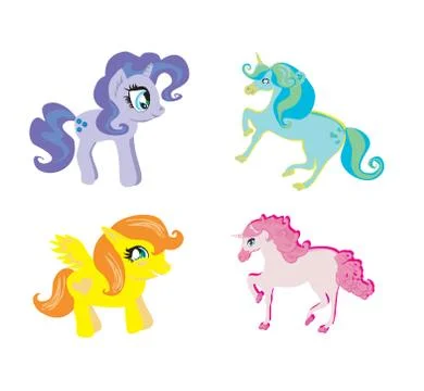 Cute unicorn set Stock Illustration