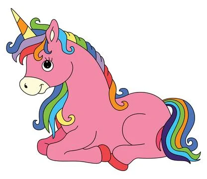 Cute a unicorn in sitting vector illustration Stock Illustration