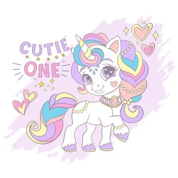 Cute unicorn square postcard vector illustration Illustrazione stock