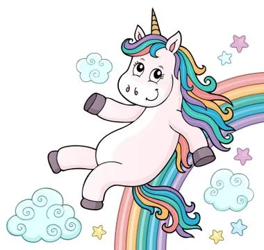 Cute unicorn topic image Illustrazione stock