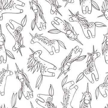 Cute unicorns. Vector  pattern. Stock Illustration