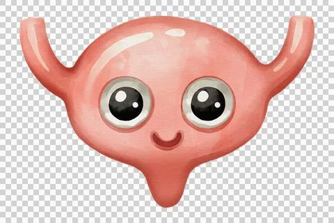 Cute urinary bladder cartoon character smiling happily. Hand drawn watercol.. Ilustração Stock