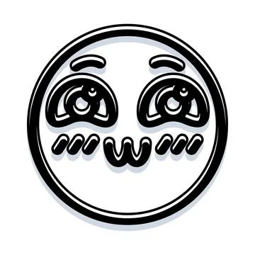 Cute uwu face emoticon experiencing excitement Stock Illustration