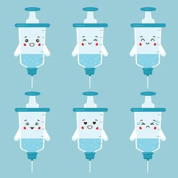 Cute Vaccine Characters With Various Expression Stock Illustration