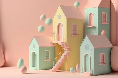 Cute Valentine's or wedding background. Valentine's Day concept in pastel color. Stock Illustration
