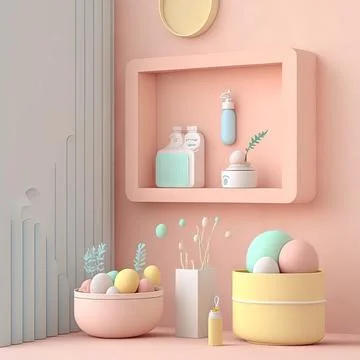 Cute Valentine's or wedding background. Valentine's Day concept in pastel color. Stock Illustration