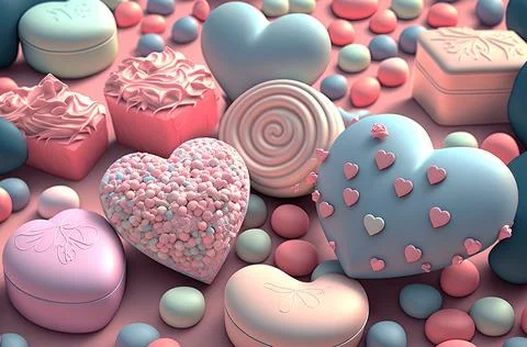 Cute Valentine's or wedding background. Valentine's Day concept in pastel color. Stock Illustration