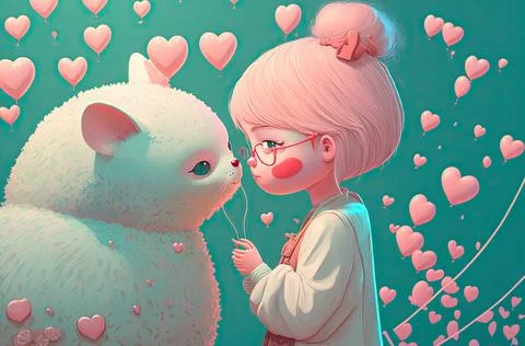 Cute Valentine's or wedding background. Valentine's Day concept in pastel color. Stock Illustration
