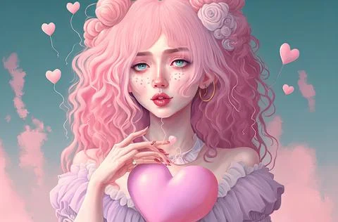 Cute Valentine's or wedding background. Valentine's Day concept in pastel color. Stock Illustration