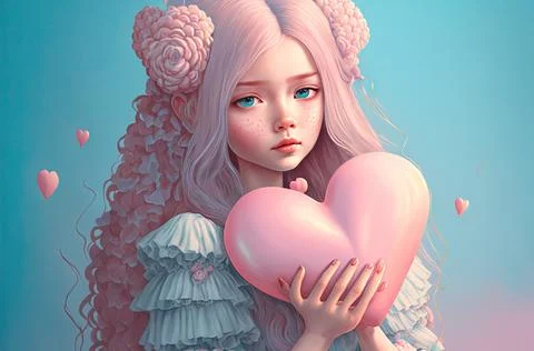 Cute Valentine's or wedding background. Valentine's Day concept in pastel color. Stock Illustration