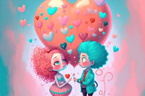 Cute Valentine's or wedding background. Valentine's Day concept in pastel color. Stock Illustration