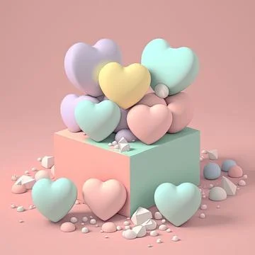 Cute Valentine's or wedding background. Valentine's Day concept in pastel color. Stock Illustration