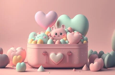 Cute Valentine's or wedding background. Valentine's Day concept in pastel color. Stock Illustration
