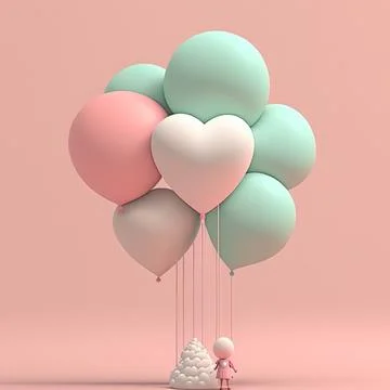 Cute Valentine's or wedding background. Valentine's Day concept in pastel color. Stock Illustration
