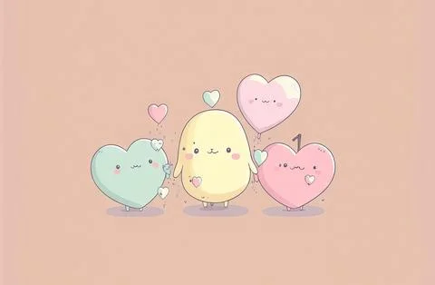 Cute Valentine's or wedding background. Valentine's Day concept in pastel color. Stock Illustration