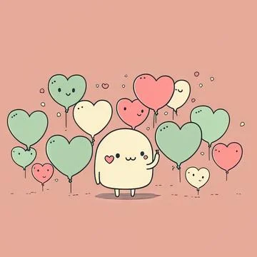 Cute Valentine's or wedding background. Valentine's Day concept in pastel color. Stock Illustration