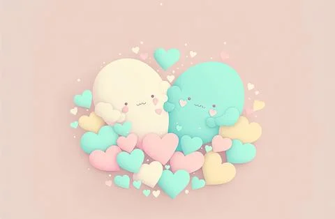 Cute Valentine's or wedding background. Valentine's Day concept in pastel color. Stock Illustration