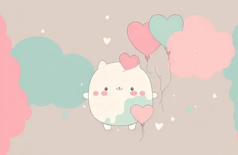 Cute Valentine's or wedding background. Valentine's Day concept in pastel color. Stock Illustration