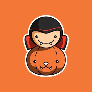 Cute vampire character with pumpkin body Stock Illustration