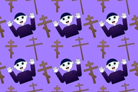 Cute Vampire Halloween Pattern Design Stock Illustration
